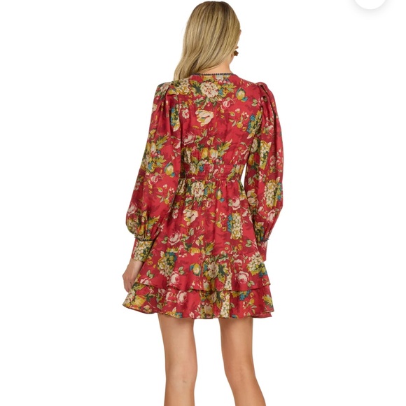 TRISH SCULLY , brand new , Floral pattern Red Midi Dress size S - Picture 11 of 11